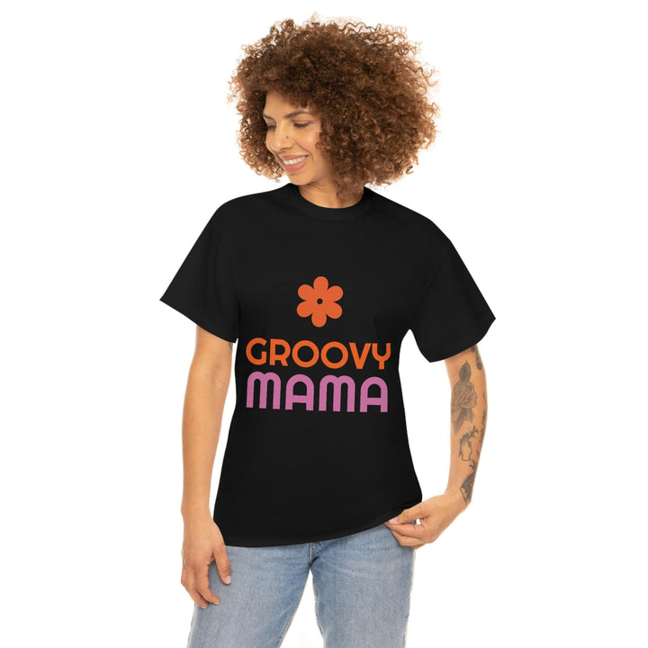 Premium Heavy Cotton Tee for Women with Groovy Mama Design by PopularityPro - CIASARA