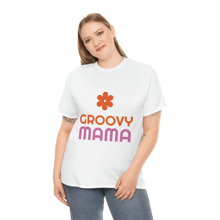 Premium Heavy Cotton Tee for Women with Groovy Mama Design by PopularityPro - CIASARA