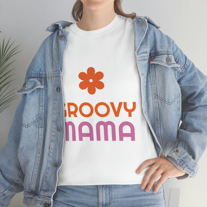 Premium Heavy Cotton Tee for Women with Groovy Mama Design by PopularityPro - CIASARA