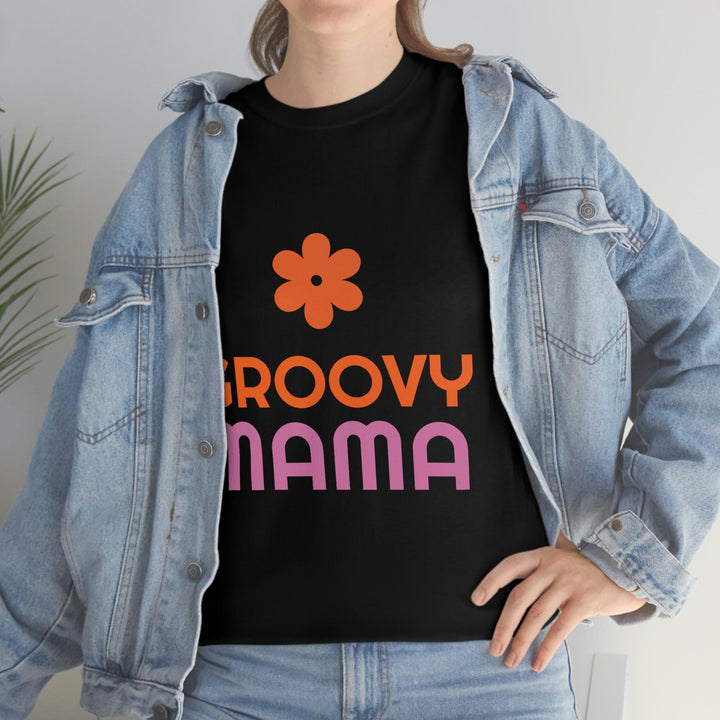 Premium Heavy Cotton Tee for Women with Groovy Mama Design by PopularityPro - CIASARA